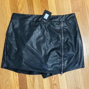 Want You Around Faux Leather Skort
